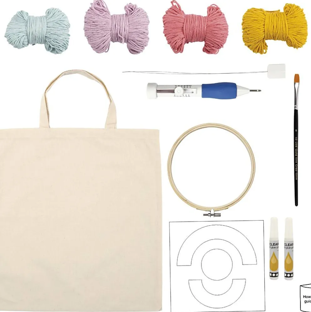 DIY Kit Punch Needle, Textilkasse, pastellfärger, 1 förp.