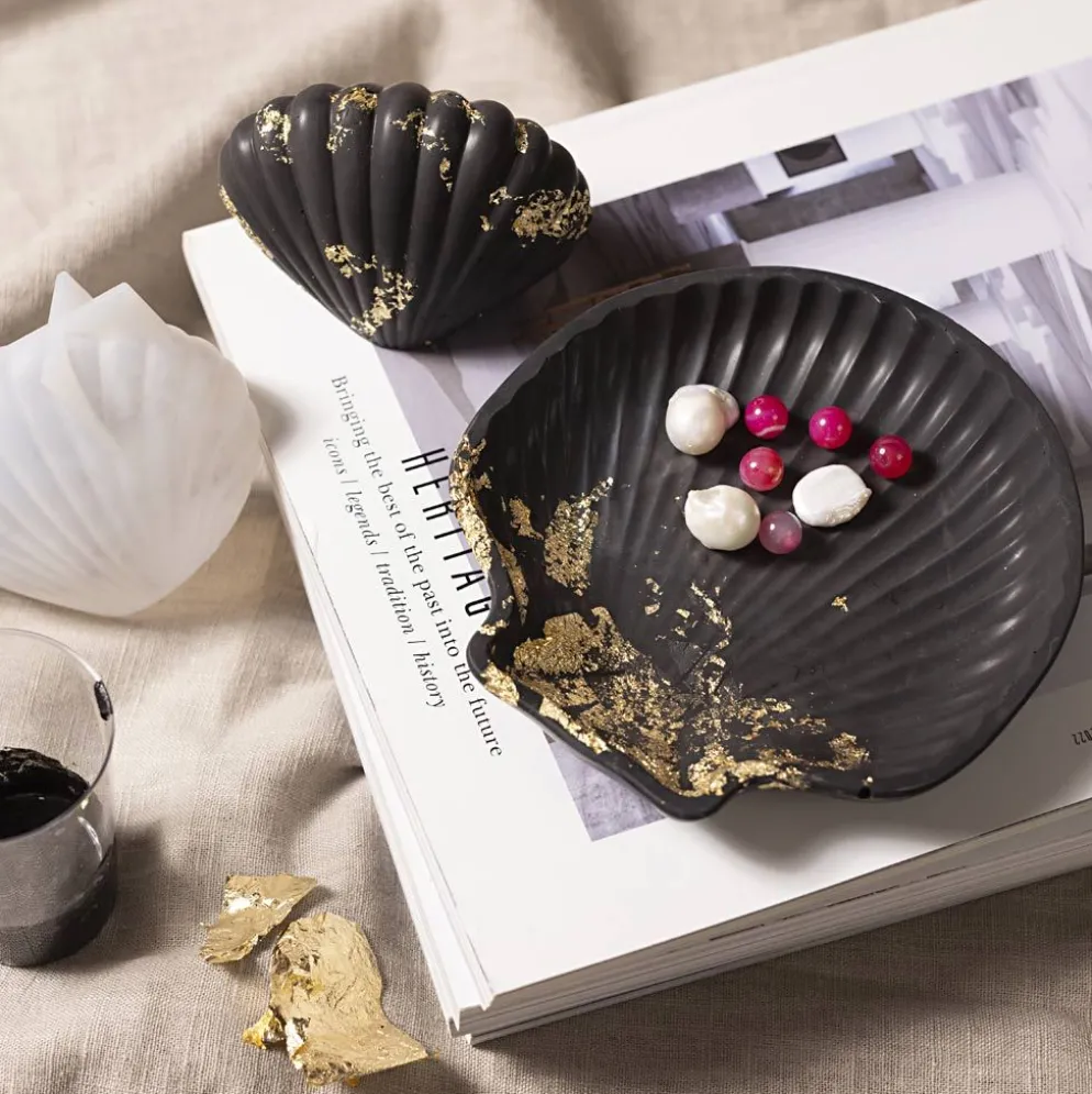 DIY Kit Resingjutning, Mussla, svart, guld, 1 förp.