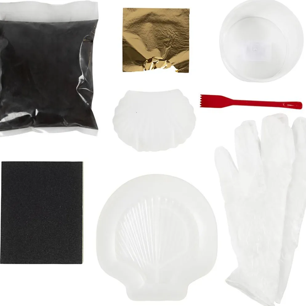 DIY Kit Resingjutning, Mussla, svart, guld, 1 förp.