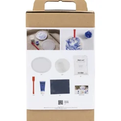 DIY Kit Resingjutning, Rund bricka med marmorering, blå, vit, 1 förp.