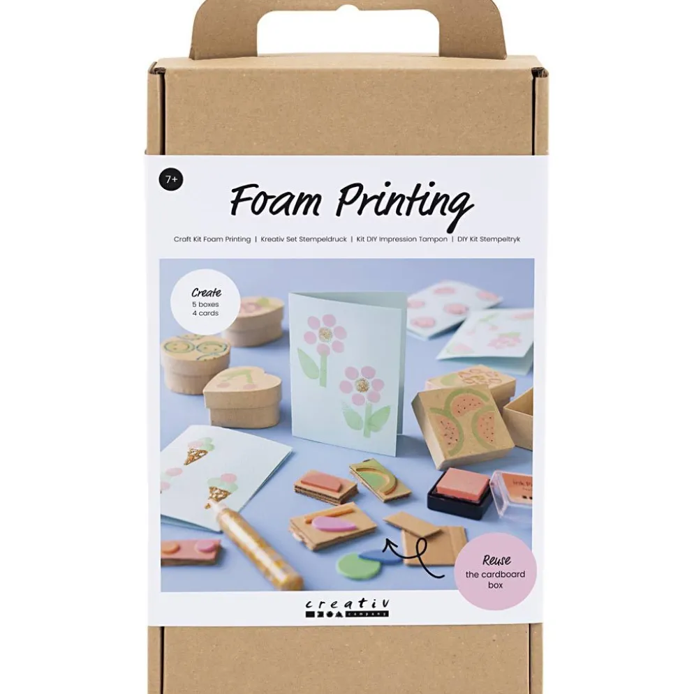DIY Kit Stämpeltryck, Dekorerade askar och kort, beige, mellangrön, mint, klarröd, 1 förp.