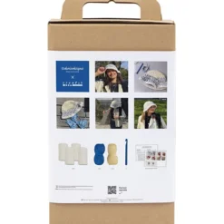 DIY Kit Virkning, Grov fiskarhatt, blå, ljusnatur, gul, 1 förp.