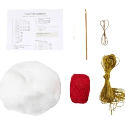 DIY Kit Virkning, Julgranskulor, röd, 1 förp.
