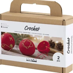 DIY Kit Virkning, Julgranskulor, röd, 1 förp.
