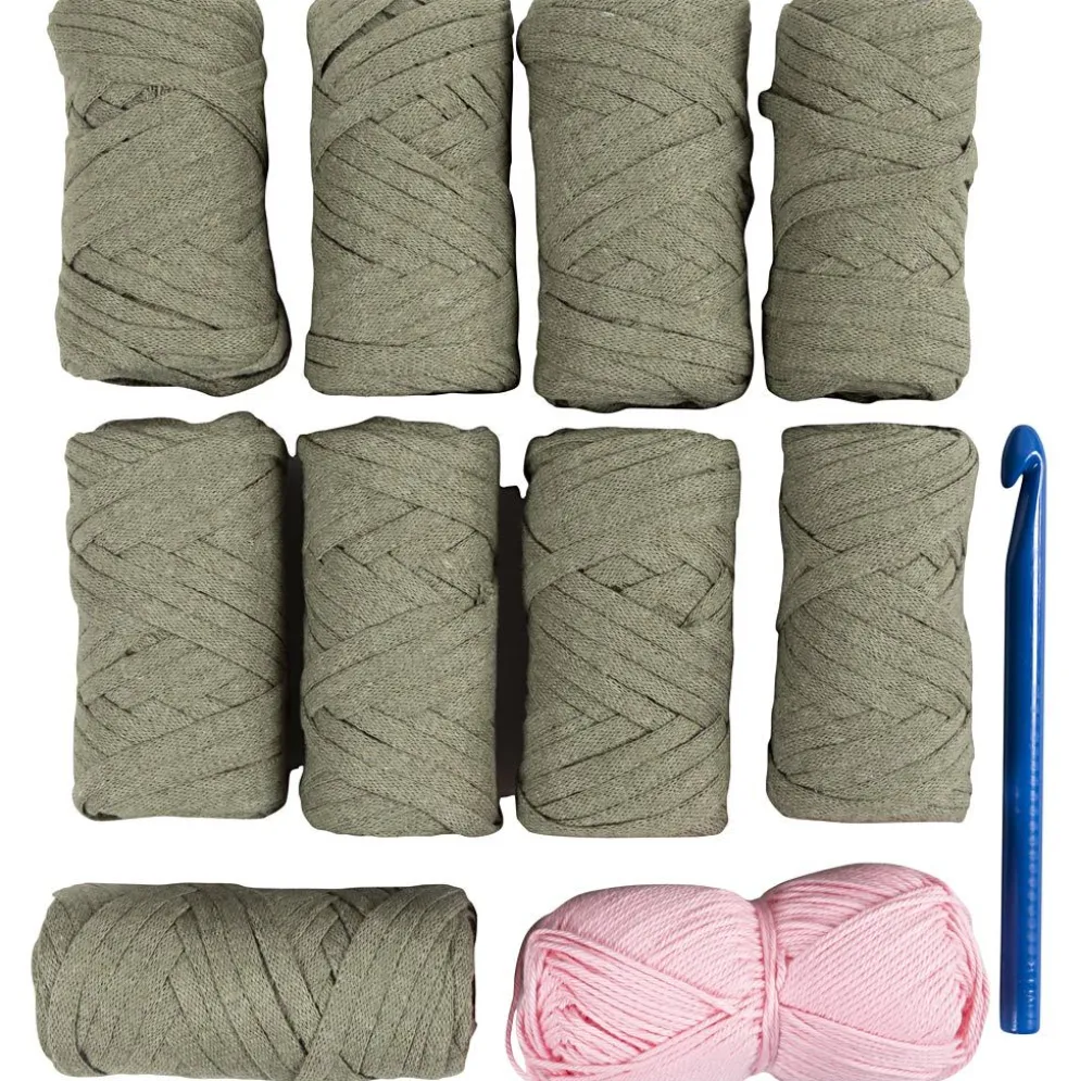 DIY Kit Virkning, Kraftig väska, olivgrön, 1 förp.