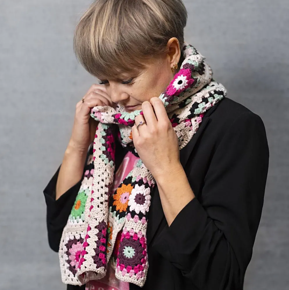 DIY Kit Virkning, Scarf, cream, varmfärger, 1 förp.