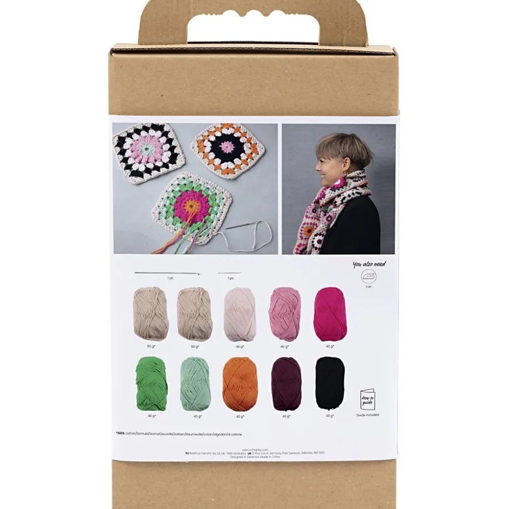 DIY Kit Virkning, Scarf, cream, varmfärger, 1 förp.