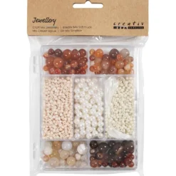 DIY Mix Smycken, Agat, stl. 2,6-10 mm, Hålstl. 0,8-1,8 mm, ca. 1480 st., mixade färger, 1 förp.