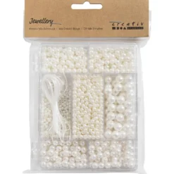 DIY Mix Smycken, Halsband och armband, ca. 1200 st., vit, pärlemor, 1 förp.