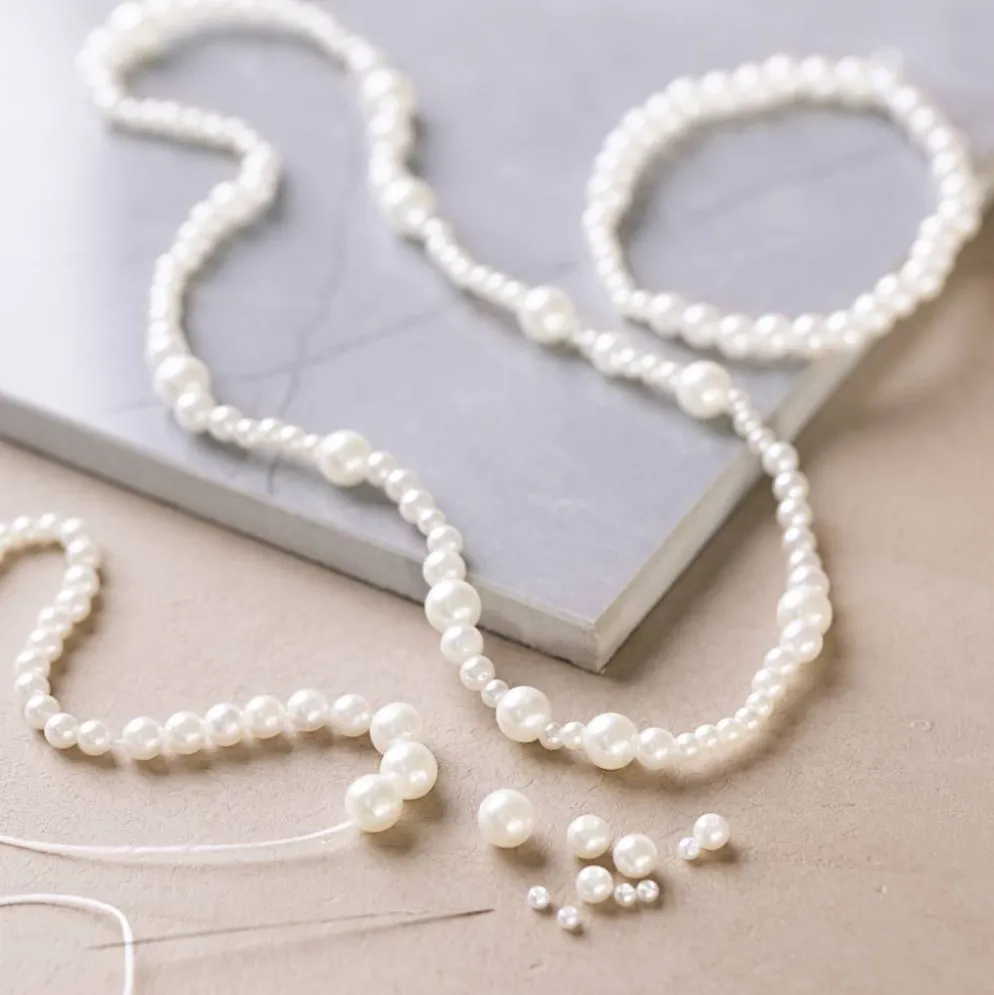 DIY Mix Smycken, Halsband och armband, ca. 1200 st., vit, pärlemor, 1 förp.