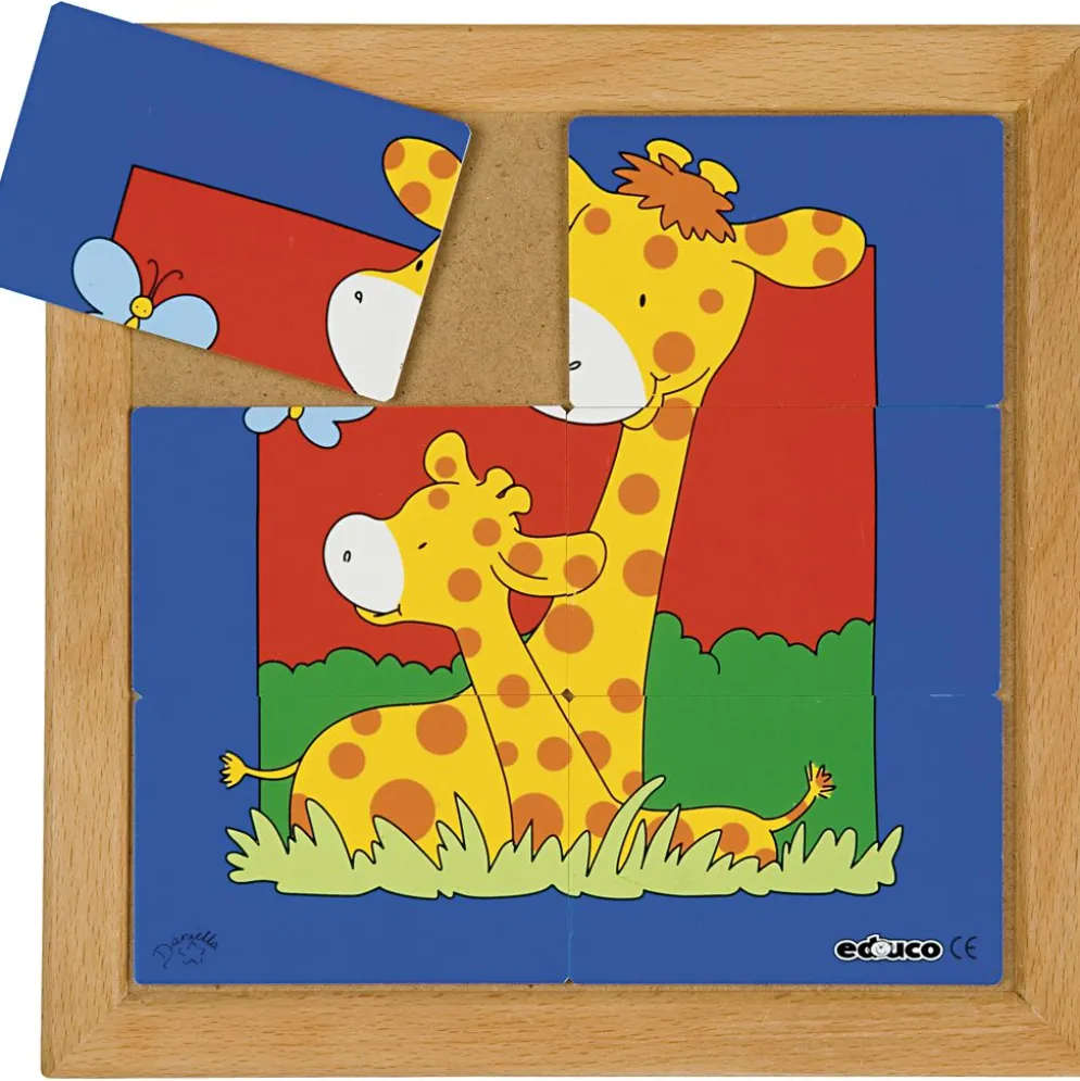 Educo Pussel djur mor och -barn, Giraff, stl. 24x24 cm, 6 brickor, 1 st.