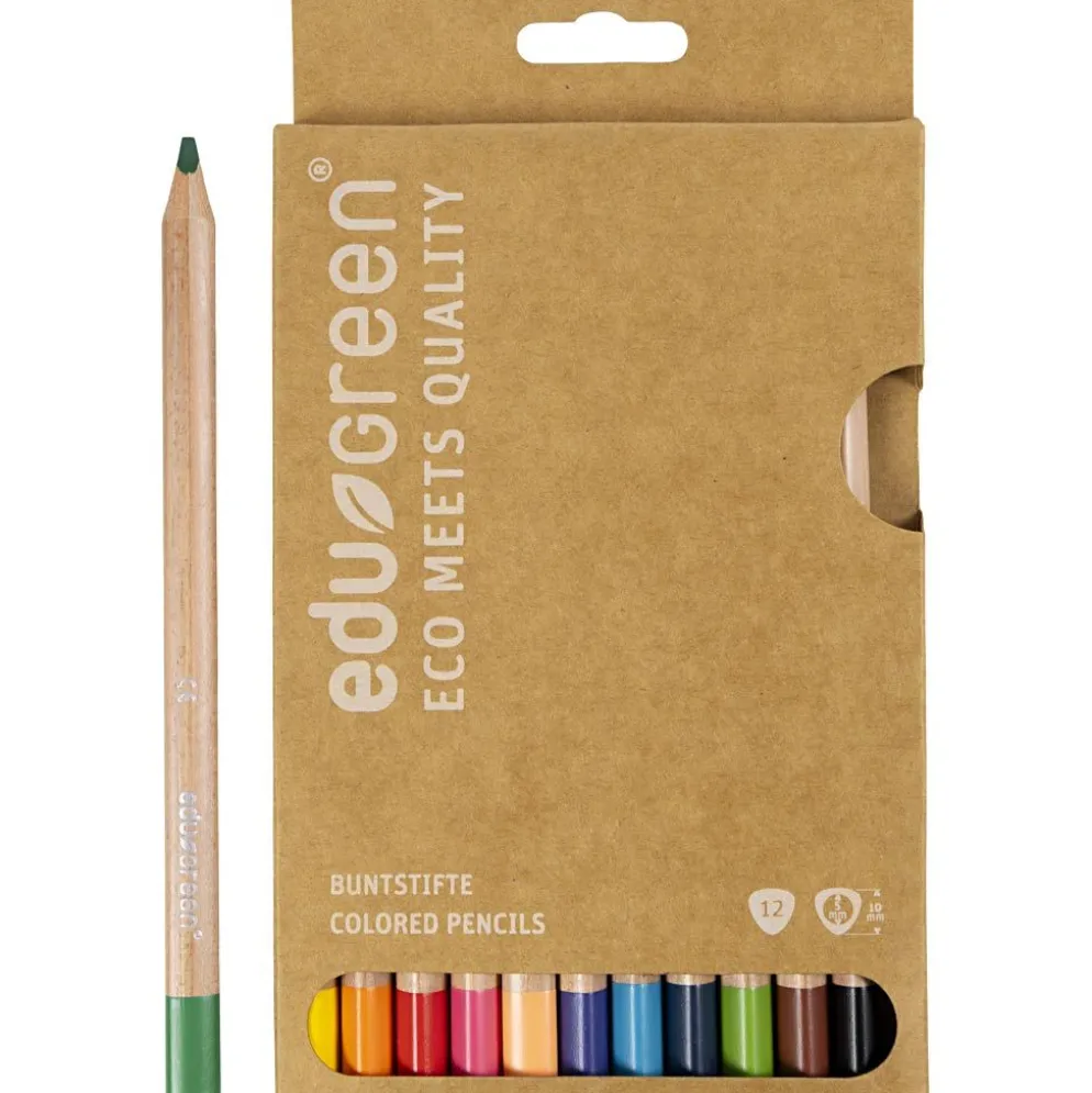 Edugreen Kraftiga Färgpennor, tjocklek 10 mm, kärna 5 mm, mixade färger, 12 st./ 1 förp.