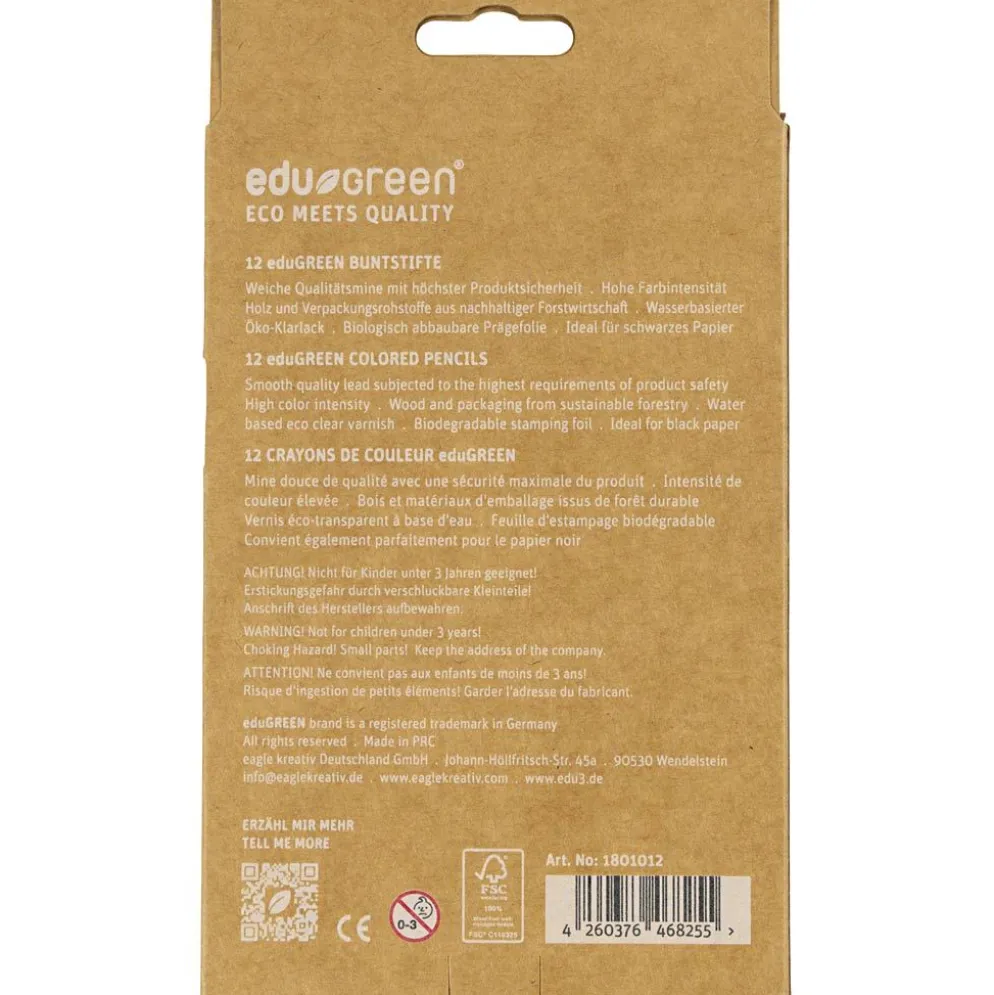 Edugreen Kraftiga Färgpennor, tjocklek 10 mm, kärna 5 mm, mixade färger, 12 st./ 1 förp.
