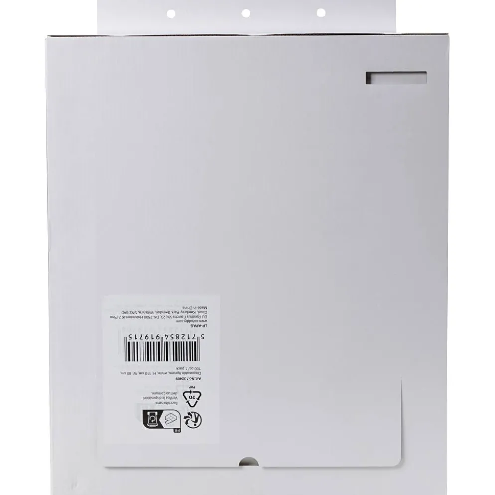Engångsförkläde, H: 110 cm, B: 80 cm, vit, 100 st./ 1 förp.