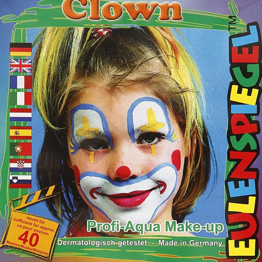 Eulenspiegel Ansiktsfärg - sminkset , Clown, mixade färger, 1 set