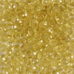 Facettpärlor, Dia. 4 mm, Hålstl. 1 mm, gul, 45 st./ 1 förp.