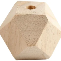 Facettslipade träpärlor, B: 43 mm, Hålstl. 8 mm, 3 st./ 1 förp.
