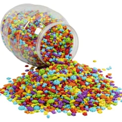 Fantasy akrylpärlor, Dia. 10-20 mm, Hålstl. 1,5-3 mm, mixade färger, 3000 g/ 1 förp.