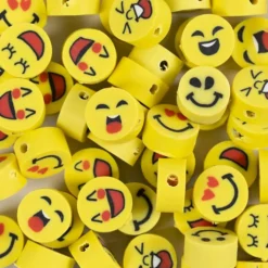 Figurpärlor, Emoji, Dia. 10 mm, Hålstl. 1,5 mm, 200 st./ 1 förp.