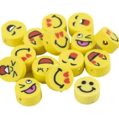 Figurpärlor, Emoji, Dia. 10 mm, Hålstl. 1,5 mm, 200 st./ 1 förp.