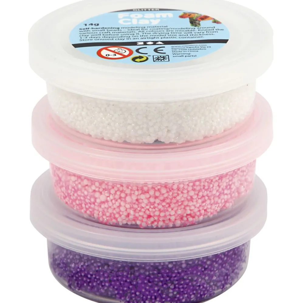 Foam Clay® , glitter,metallic, rosa, lila, vit, 3x14 g/ 1 förp.
