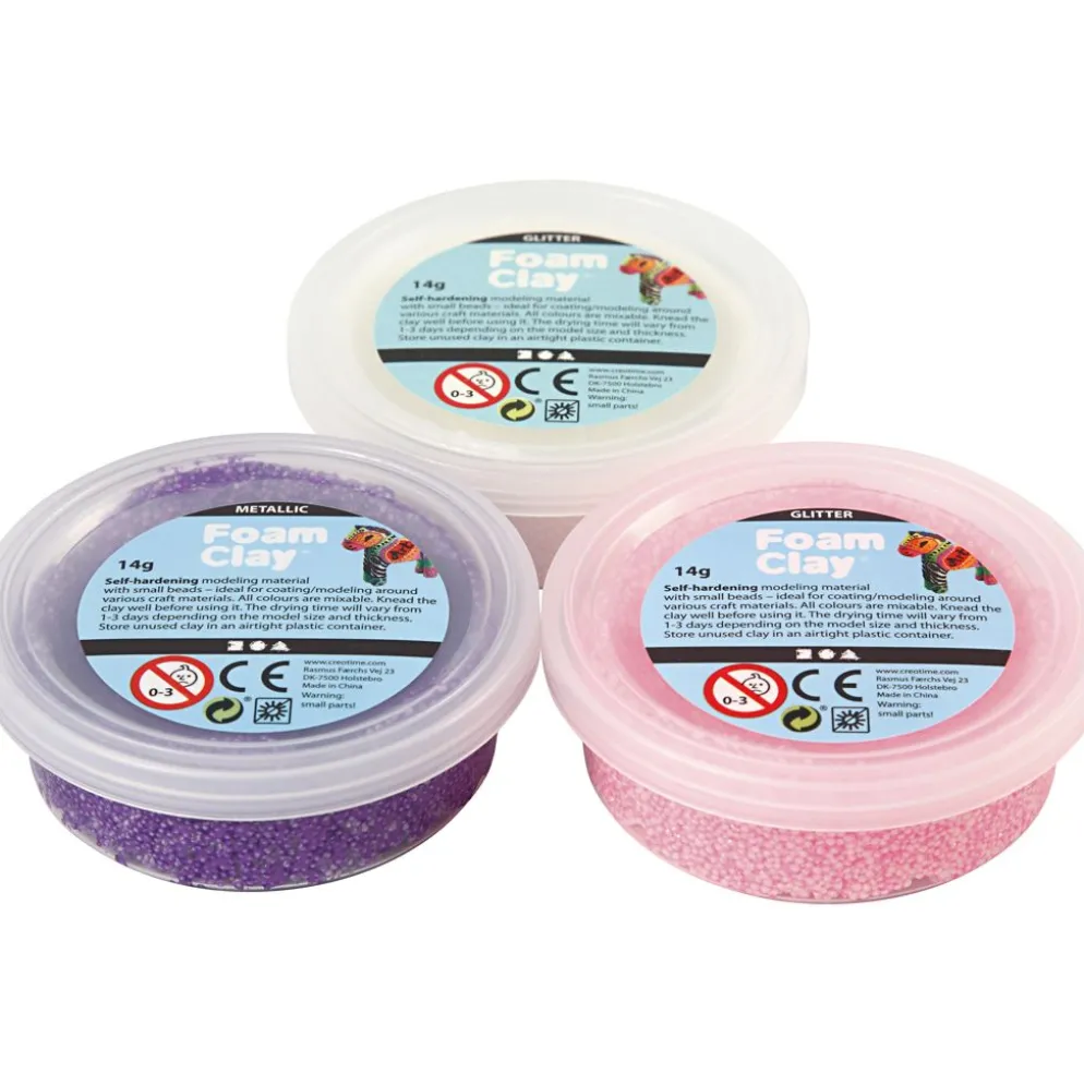 Foam Clay® , glitter,metallic, rosa, lila, vit, 3x14 g/ 1 förp.