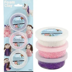 Foam Clay® , glitter,metallic, rosa, lila, vit, 3x14 g/ 1 förp.