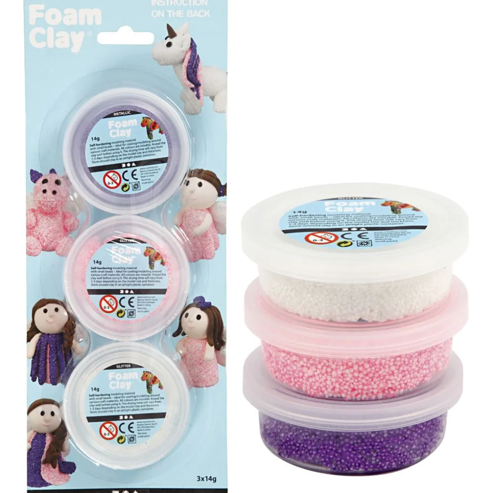 Foam Clay® , glitter,metallic, rosa, lila, vit, 3x14 g/ 1 förp.