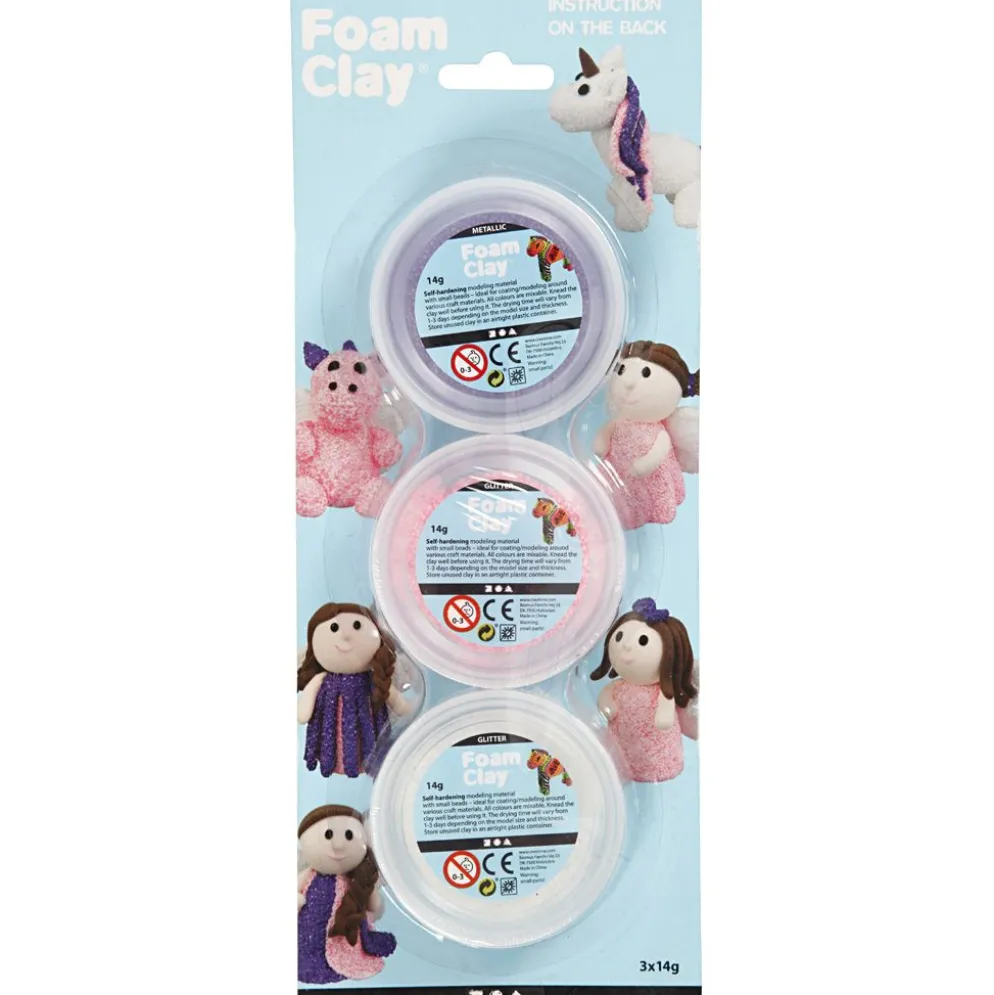 Foam Clay® , glitter,metallic, rosa, lila, vit, 3x14 g/ 1 förp.