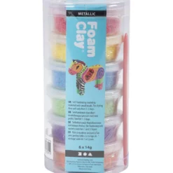 Foam Clay® , metallic, starka färger, 84 g, 6x14 g/ 1 förp.