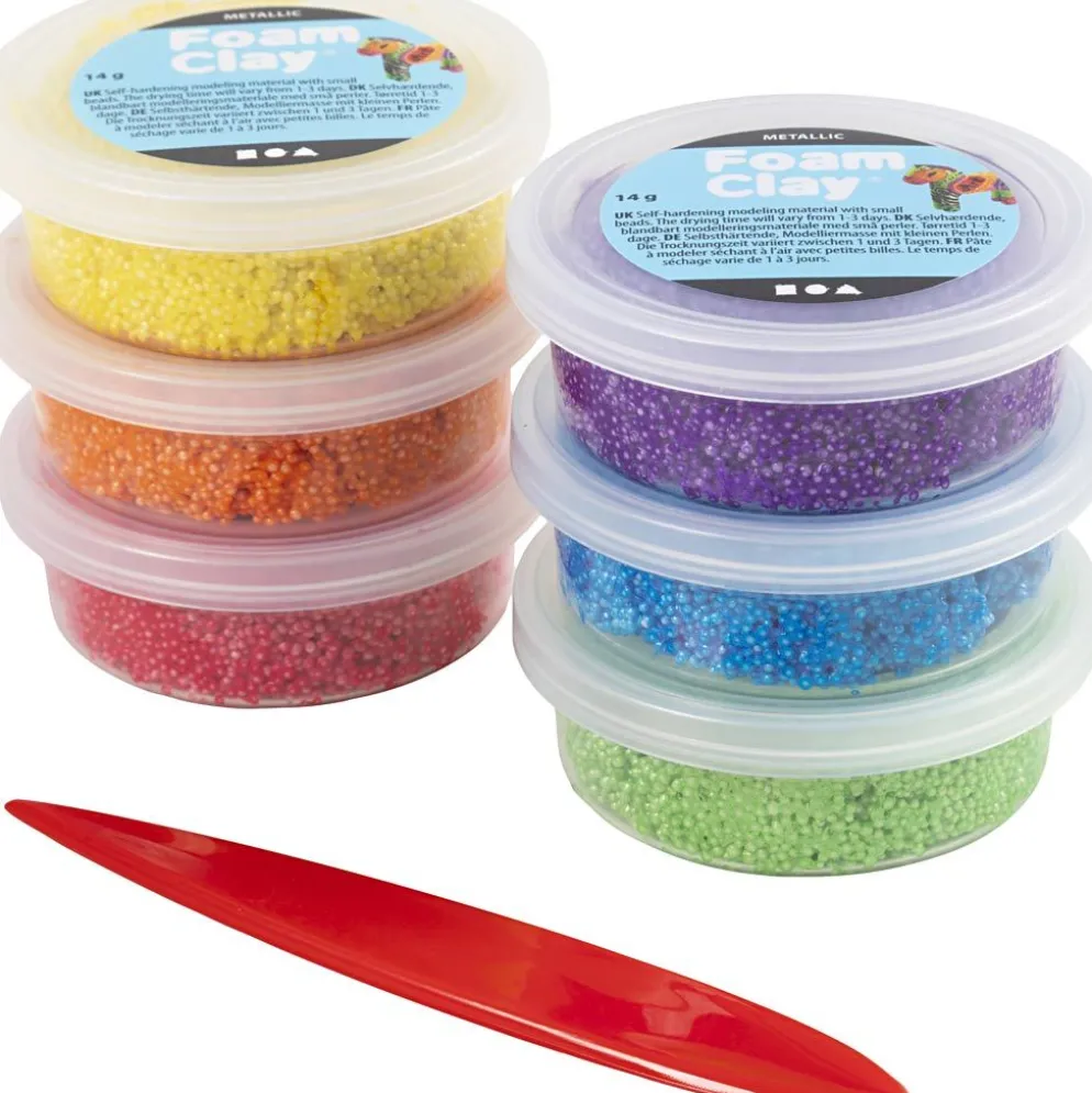 Foam Clay® , metallic, starka färger, 84 g, 6x14 g/ 1 förp.