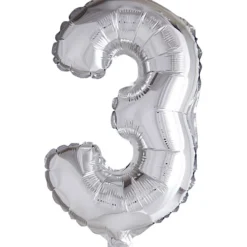 Folieballong, 3, H: 41 cm, silver, 1 st.