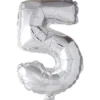 Folieballong, 5, H: 41 cm, silver, 1 st.