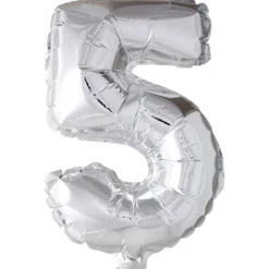 Folieballong, 5, H: 41 cm, silver, 1 st.