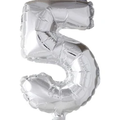Folieballong, 5, H: 41 cm, silver, 1 st.