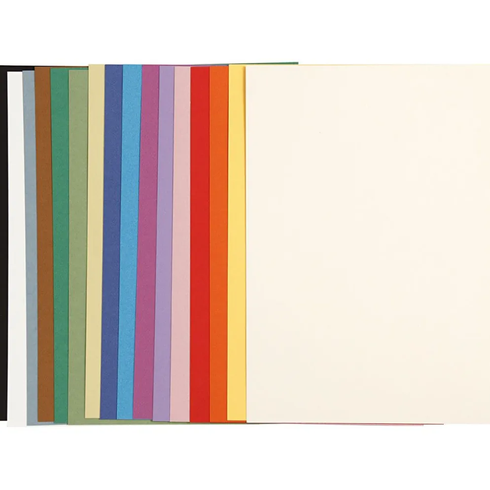Fransk kartong, A4, ark 210x297 mm, 160 g, mixade färger, 16 mix. ark/ 1 förp.