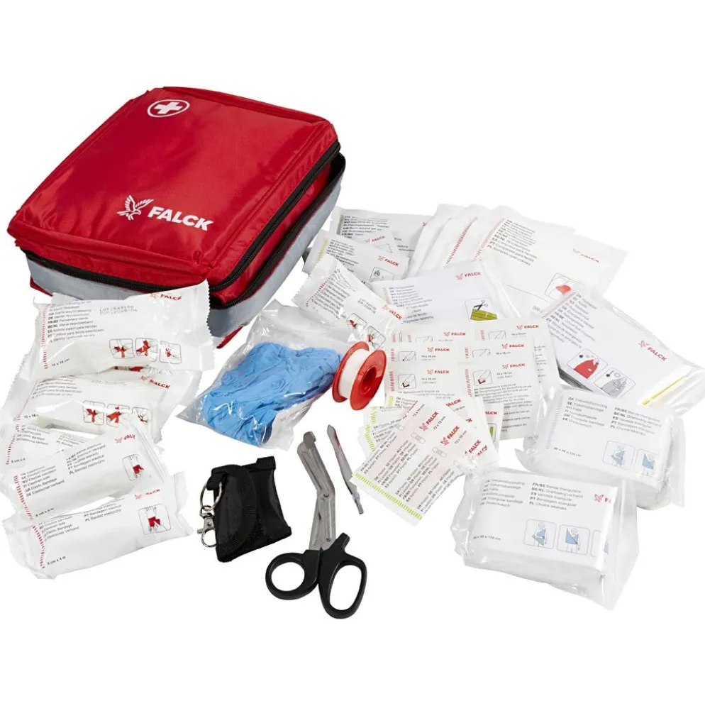 Första hjälpen-låda med innehåll, stl. 26x20x6 cm, 1 set