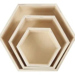 Förvaringslådor, sexkantiga, H: 14,8+19+24,2 cm, D: 10 cm, 3 st./ 1 set