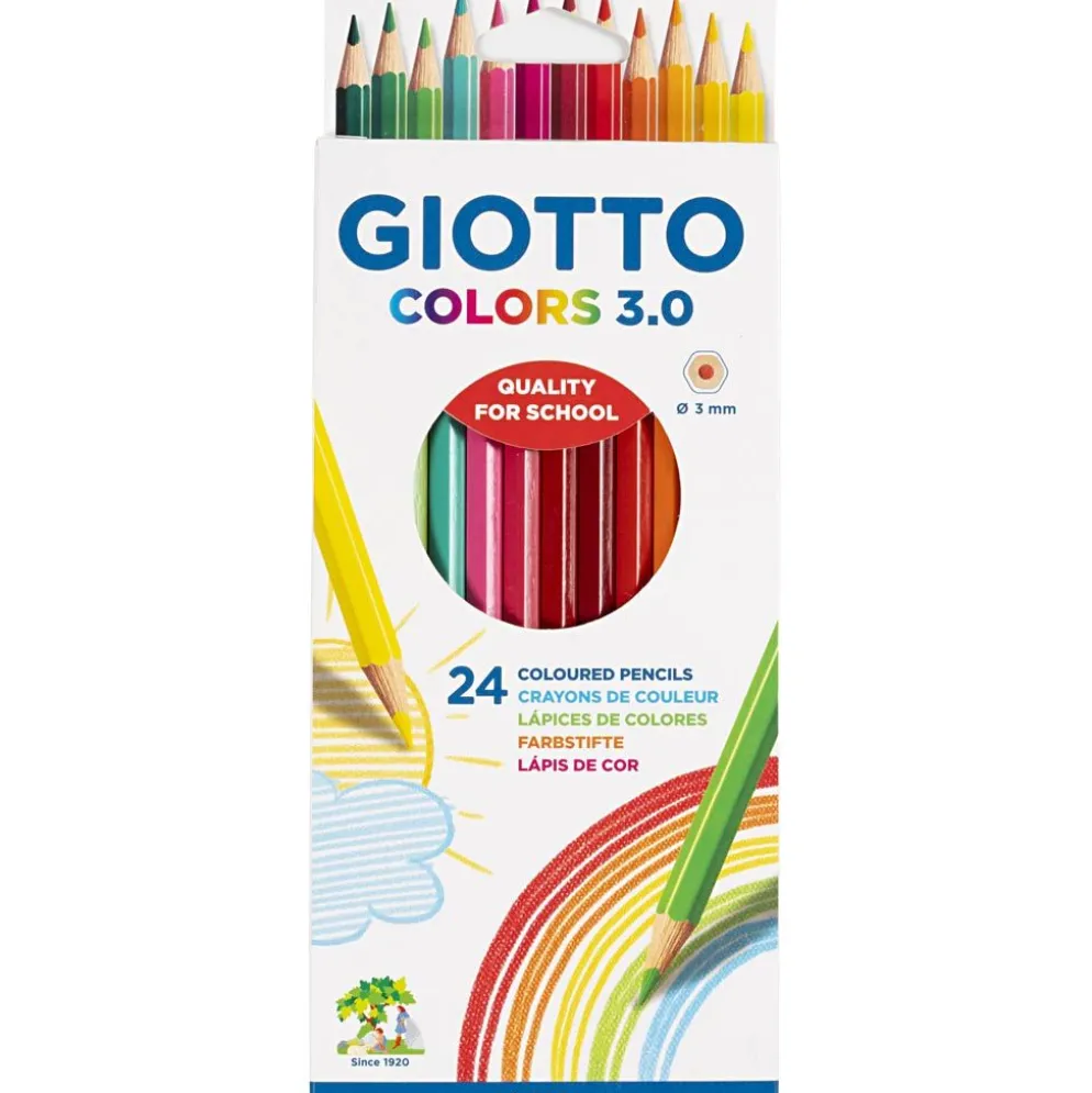 Giotto färgpennor, L: 18 cm, kärna 3 mm, mixade färger, 24 st./ 1 förp.
