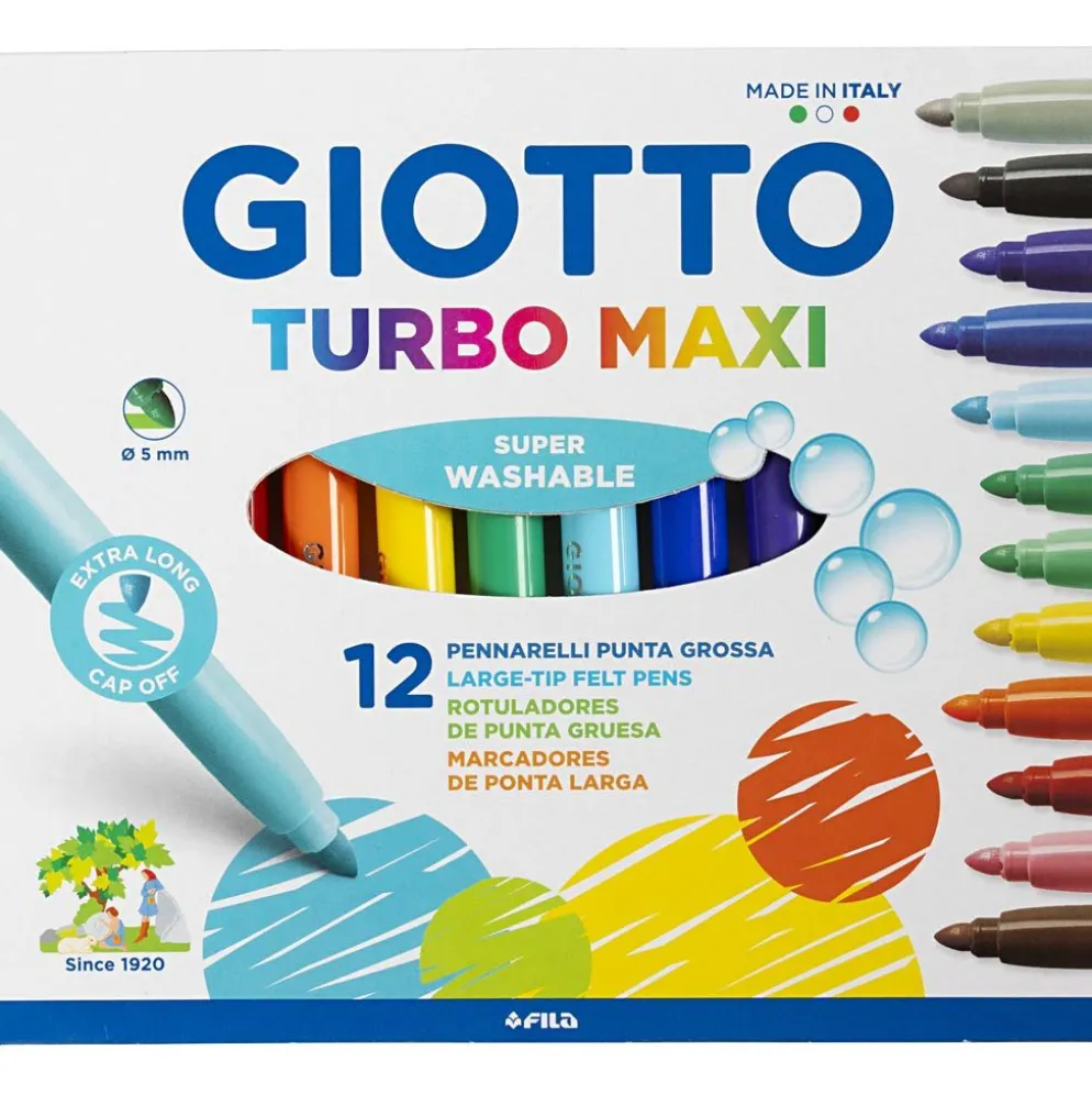 GIOTTO-tuschpennor, spets 5 mm, mixade färger, 12 st./ 1 förp.
