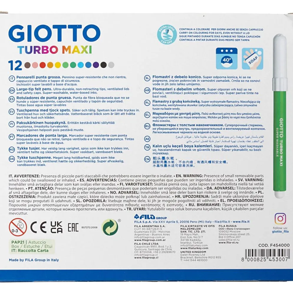 GIOTTO-tuschpennor, spets 5 mm, mixade färger, 12 st./ 1 förp.
