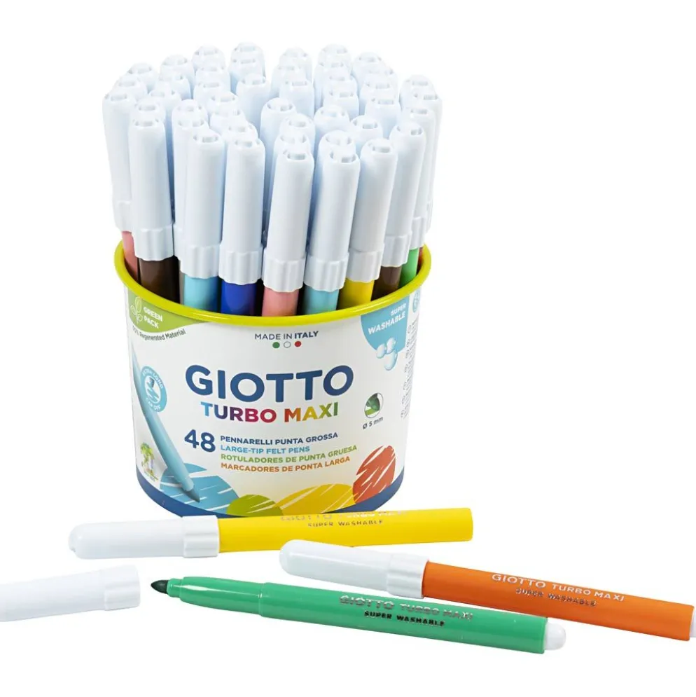 GIOTTO-tuschpennor, spets 5 mm, mixade färger, 48 st./ 1 hink