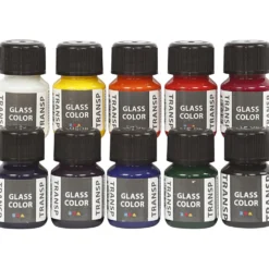 Glasfärg transparent, mixade färger, 300 ml, 10x30 ml/ 1 förp.