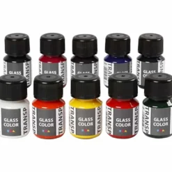 Glasfärg transparent, mixade färger, 300 ml, 10x30 ml/ 1 förp.