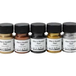 Glas- och porslinsfärg, metallic, täckande, metallicfärger, 5x30 ml/ 1 förp.