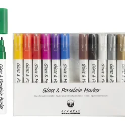 Glas- och porslinstusch, spets 1-2 mm, semi opaque, mixade färger, 12 st./ 1 förp.