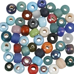 Glaspärlor, Dia. 9 mm, Hålstl. 2,5-3 mm, ca. 680 st., mixade färger, 500 g/ 1 förp.