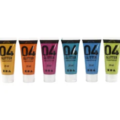 Glitterakrylfärg, mixade färger, 6x20 ml/ 1 förp.