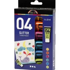 Glitterakrylfärg, mixade färger, 6x20 ml/ 1 förp.