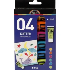 Glitterakrylfärg, mixade färger, 6x20 ml/ 1 förp.